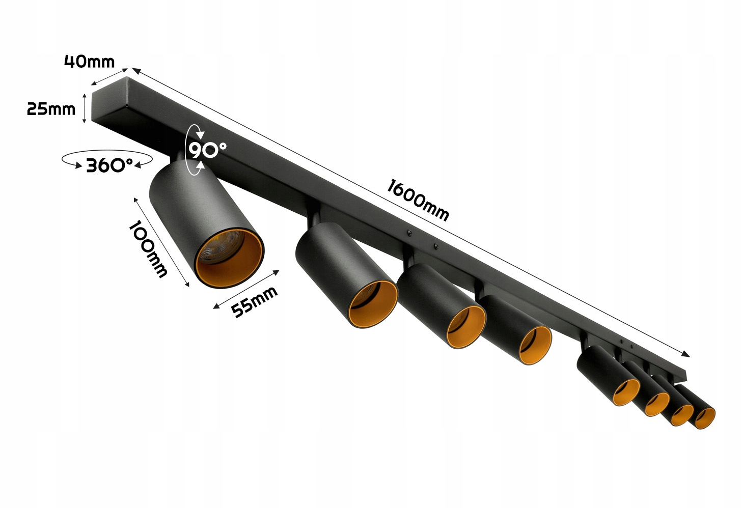 Lampa Sufitowa Listwa Szyna Lampa LED 8xGU10 GOLD Rodzaj lampy Sufitowe - wiszące