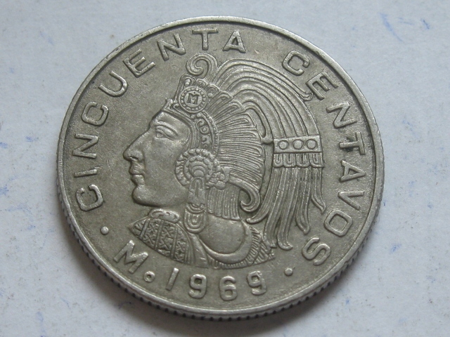 nr1078 Meksyk Moneta 50 Centavos 1969