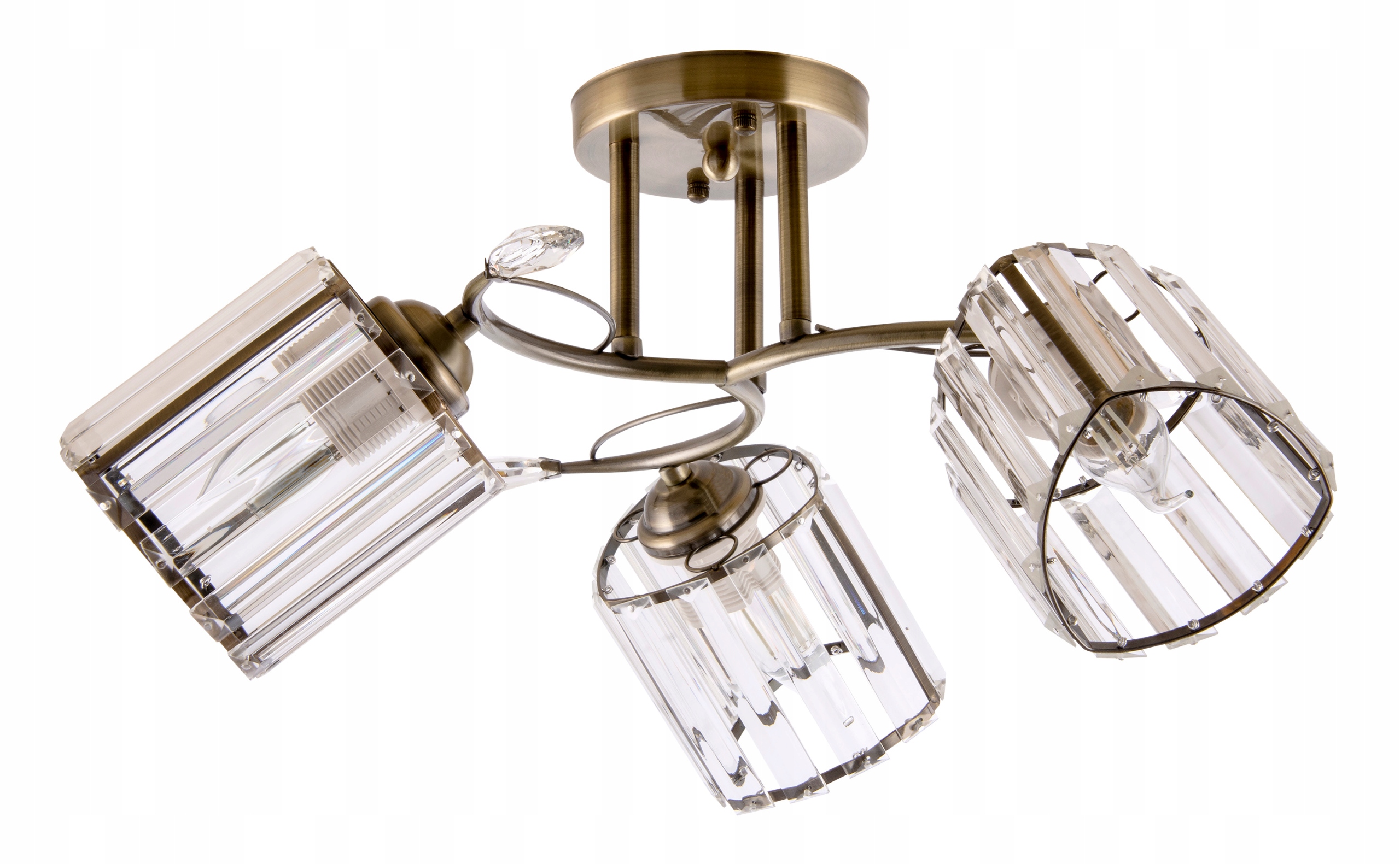 Vintage stropní svítidlo, staré zlato a křišťál do ložnice a jídelny