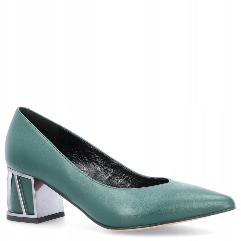 Kožené lodičky ve špici Kotyl 5435 Zelené 38