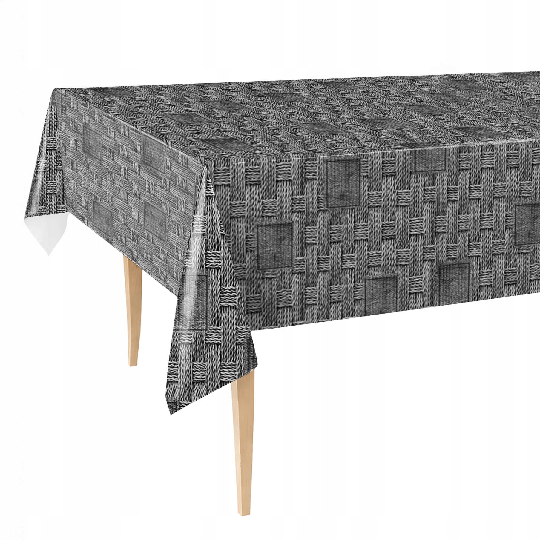 Cerata Tlustý Ubrus Šedý Pletený Ratan Skvrnitý Omyvatelný 140x500