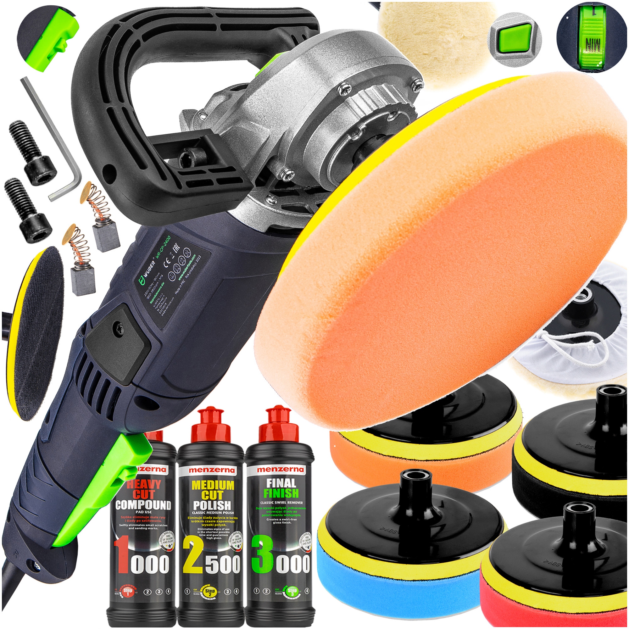Leštička Automobilová 2400W Rotační S Regulací Houbičky Pasty Menzerna