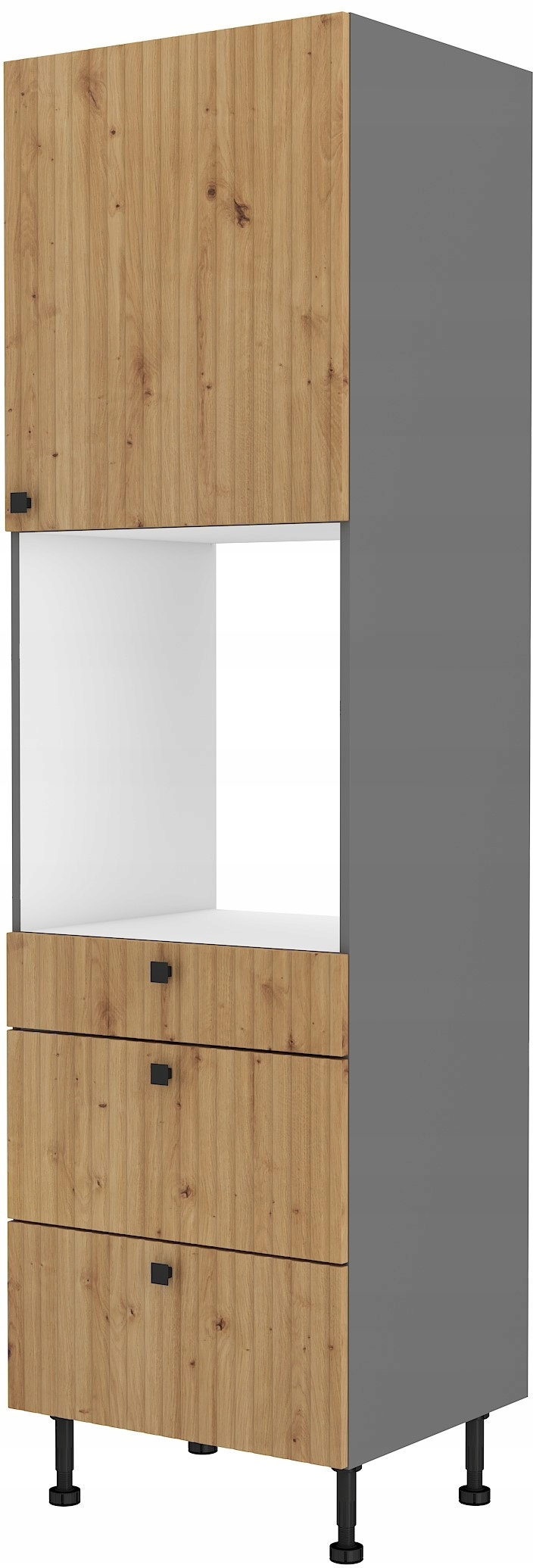 Kuchyňská skříňka komín 60 pro vestavnou troubu se zásuvkami. Artisan Nožičky