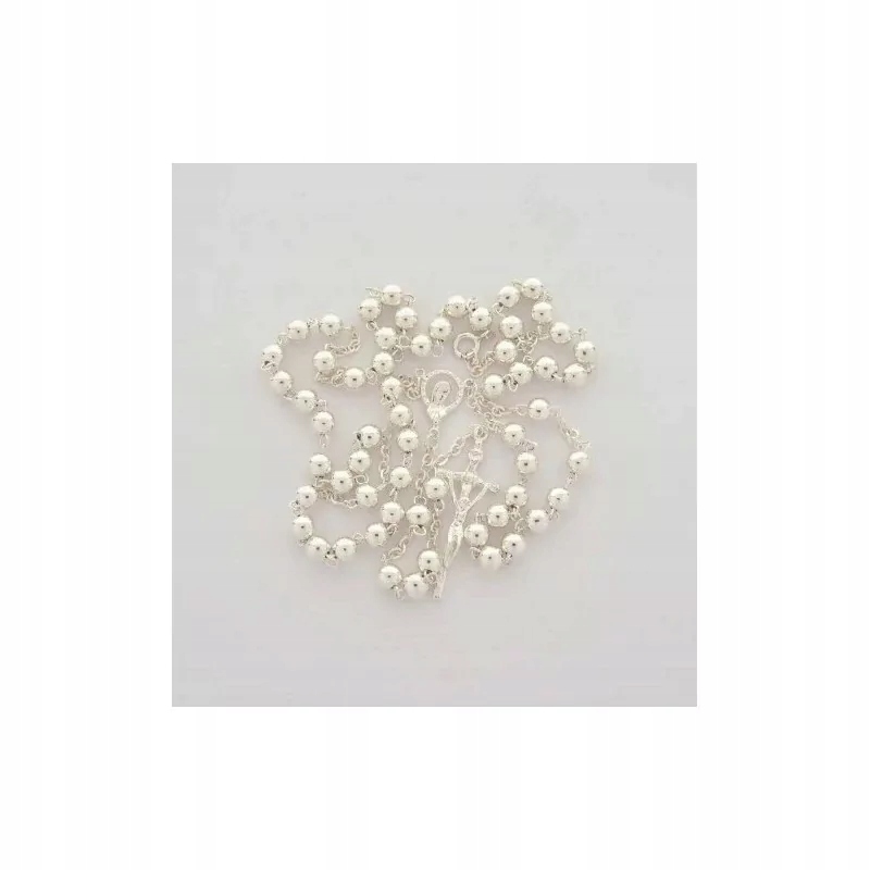 Růženec stříbrný s Pannou Marií, rozepínací velká kulička