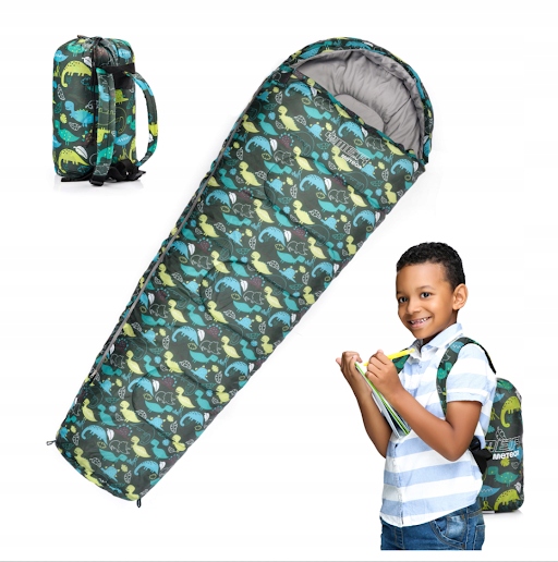 Spací Pytel Pro Děti S Batohem Meteor mumie Ymer Dino (130+30)x60/40 cm