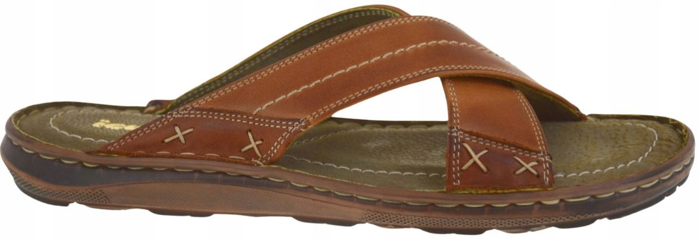 Kožené pánské pantofle vhodné pro každodenní léto a elegantní 236A-877 VEL.40