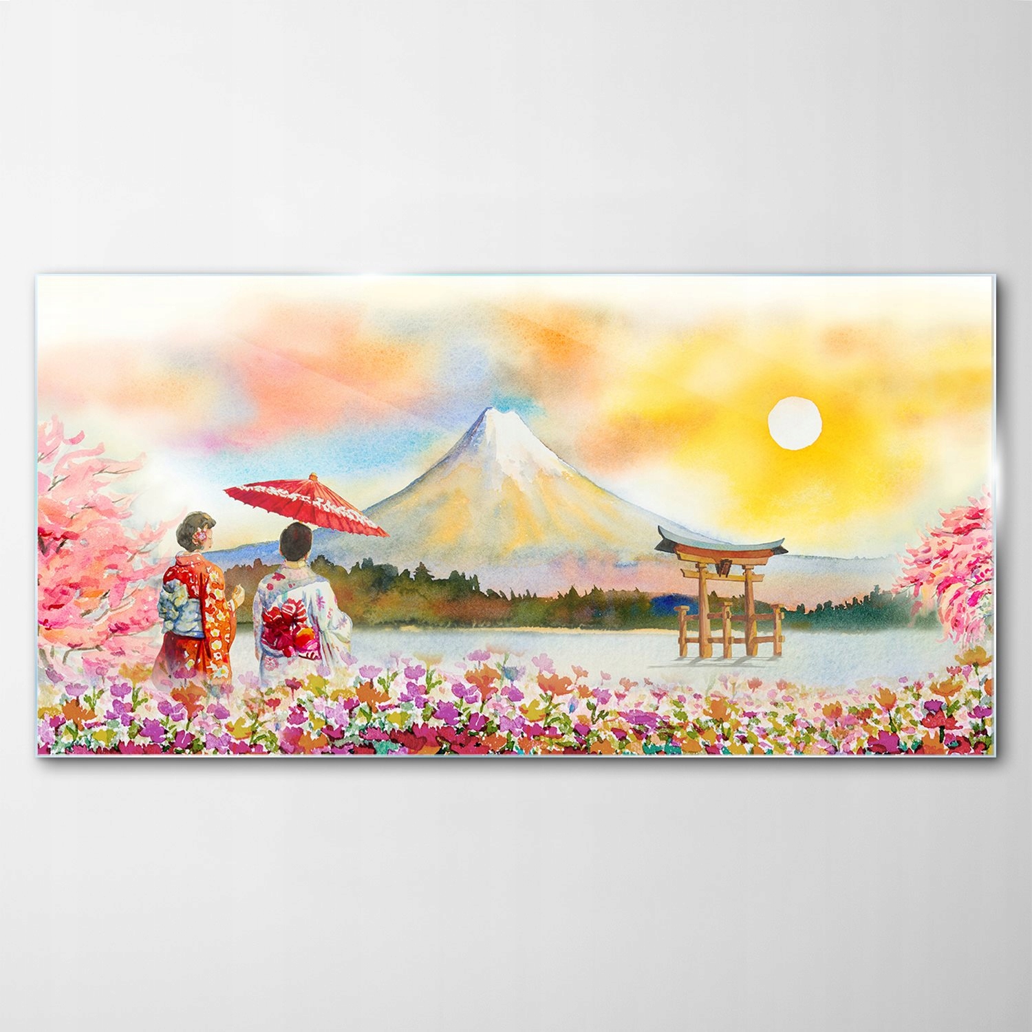

Hartowany Obraz Szklany Japonia Góry Kwiat 120x60