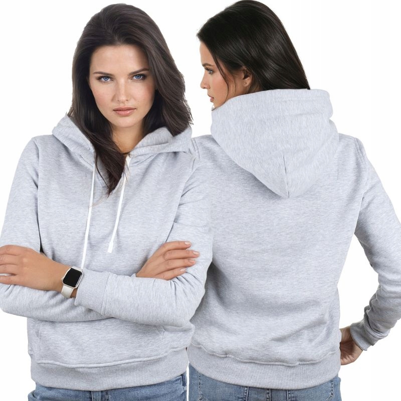 Szara bluza damska z kapturem nierozpinana Lamon Premium Produkt Pl M