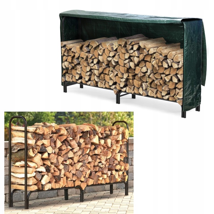 Stojan Na Drevo Metal S Pláštenkou 200x116x36 CM Prístrešok Na Drevo