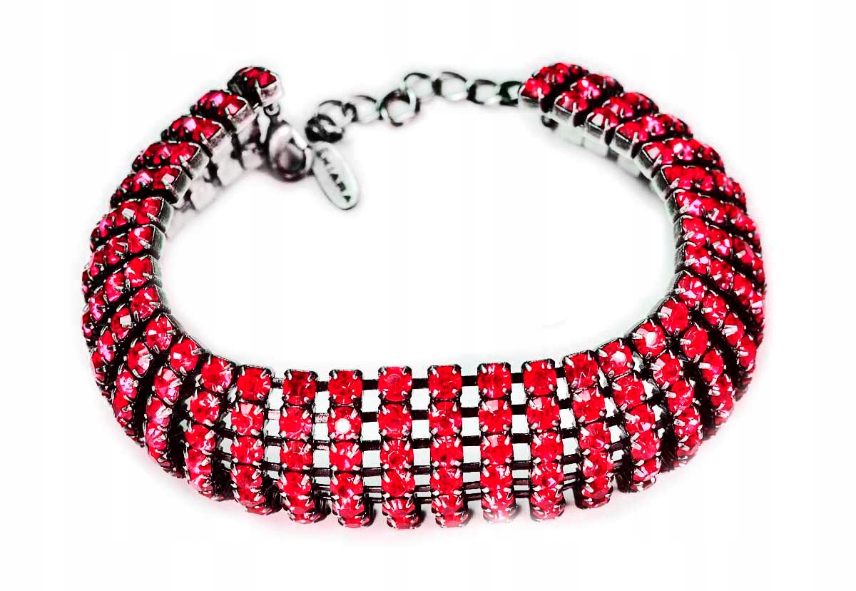 Křišťálový Náramek Elegantní S Zirkony, červený, konvexní, Návštěvnický