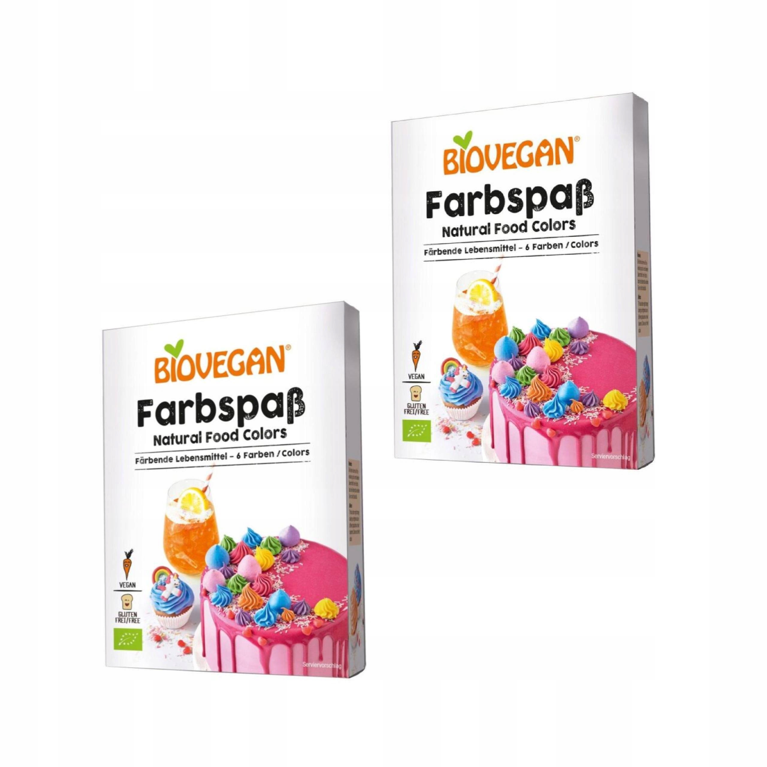 2x Barwniki Spożywcze Bezglutenowe Bio (6 x 8 g) 48 g Biovegan
