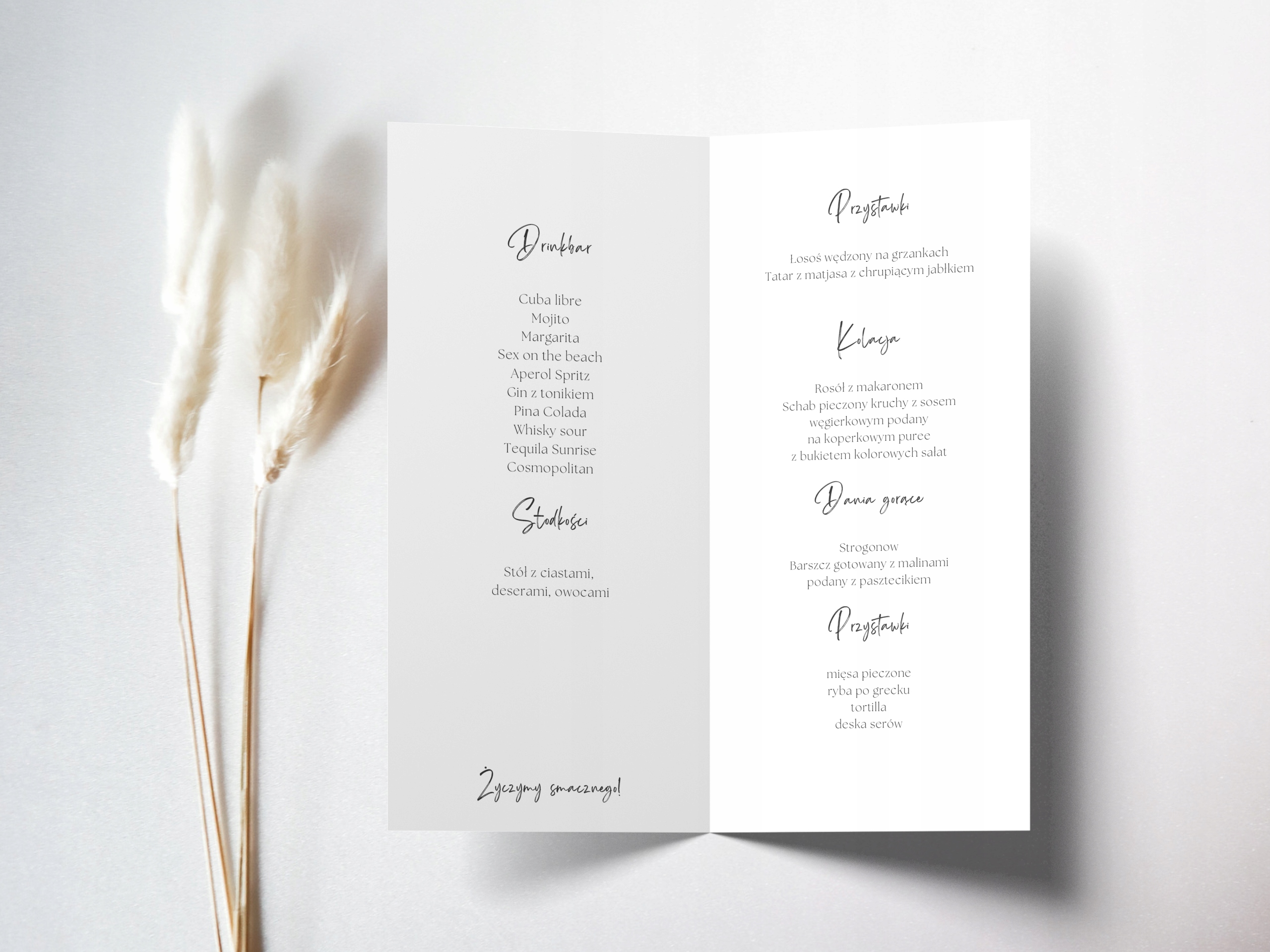 Menu weselne składane matowe Marka inny