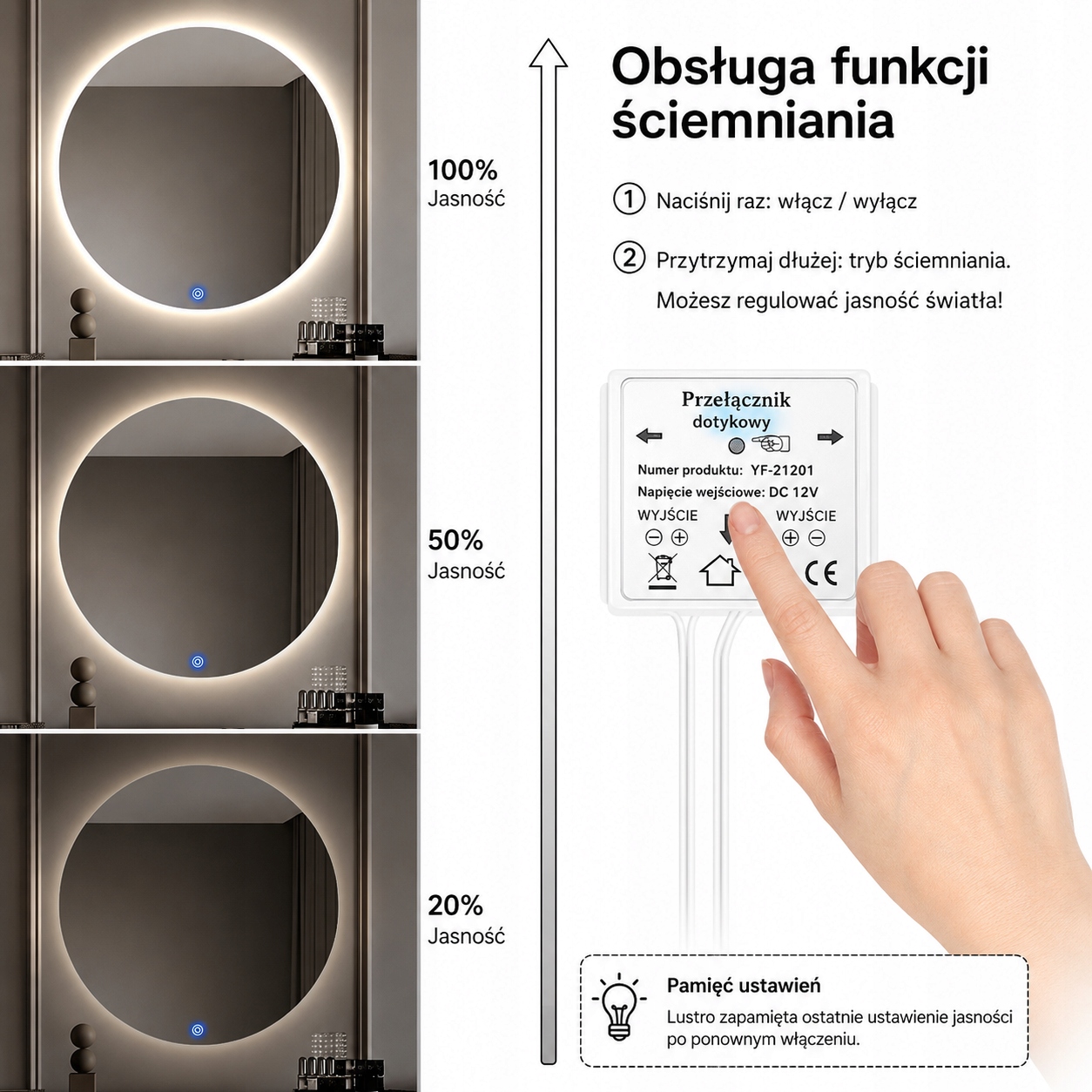 Zastosowanie taśmy LED COB w lustrze