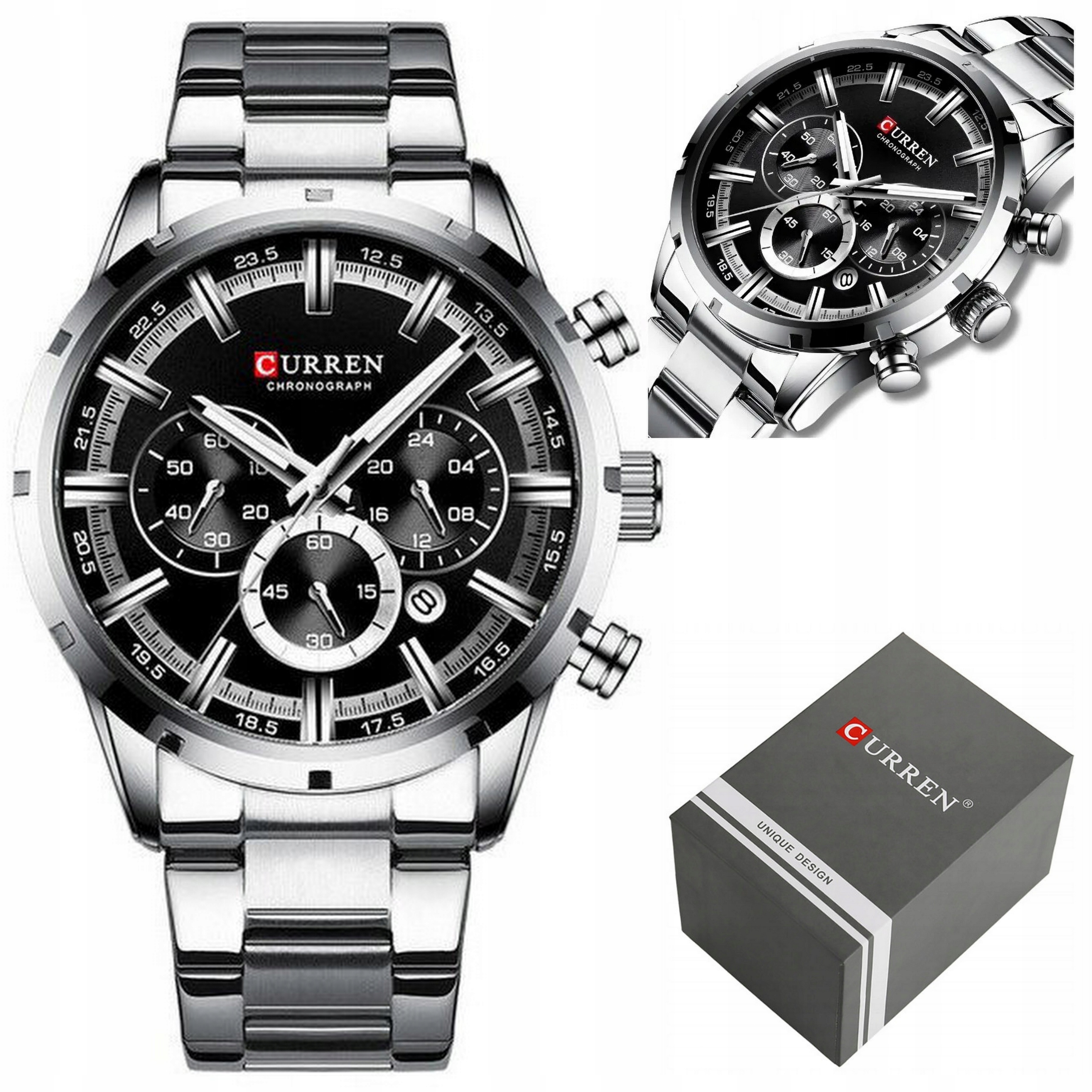 ZEGAREK MĘSKI CURREN BARSON chronograf datownik +BOX +GRAWER
