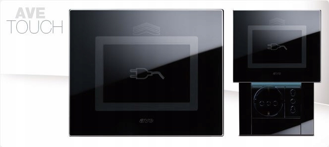 Gniazdo maskowane czarne szkło AVE TOUCH + USB