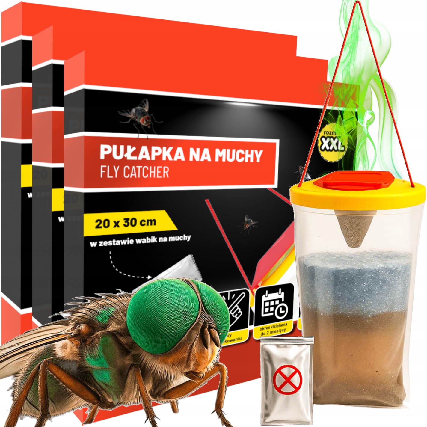 PUŁAPKA NA MUCHY WOREK NA MUCHY KOŃSKIE DO STAJNI OBORY GARAŻU 3 SZTUKI