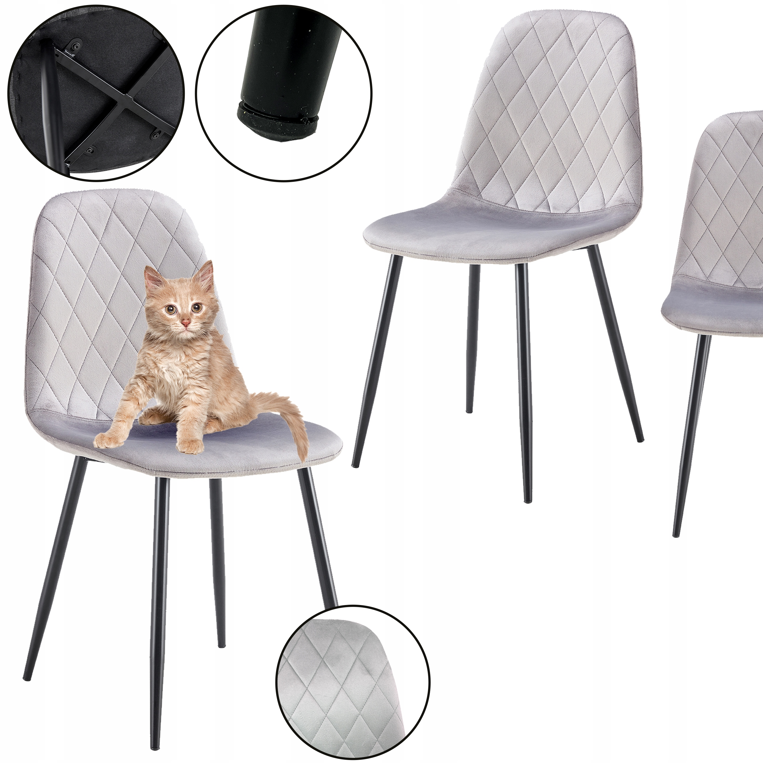 KRZESŁO TAPICEROWANE SALON JADALNIA KUCHNIA NOWOCZESNE MONICA KT103 SZARE