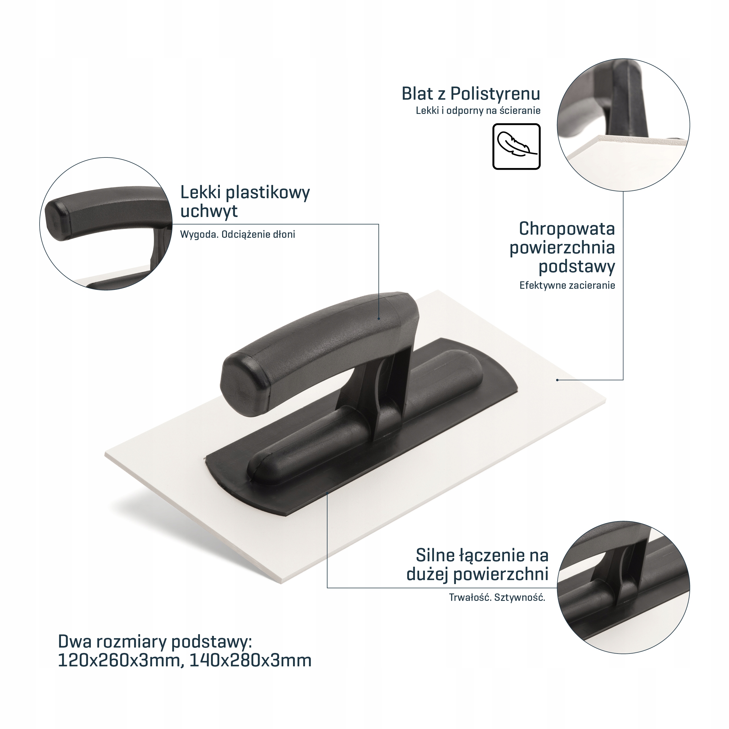 COMENSAL Paca gładka rajberka do tynków 260x120 mm Typ paca
