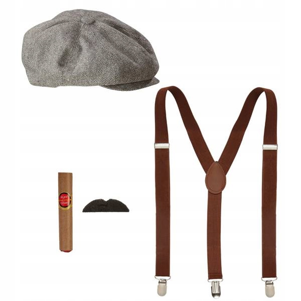 ZESTAW STRÓJ MĘSKI RETRO 4 ELEMENTY LATA 20