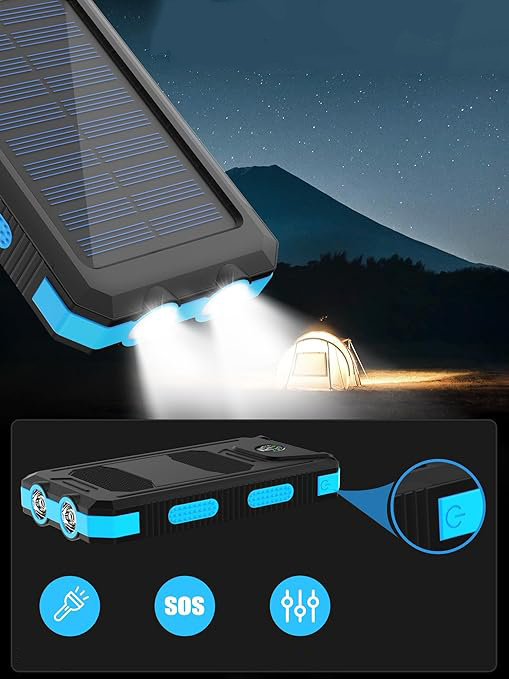 POWER BANK SŁONECZNY 30000MAH ZEWNĘTRZNA ŁADOWARKA BATERII DO TELEFONÓW WODOODPORNYCH Szerokość produktu 7 cm