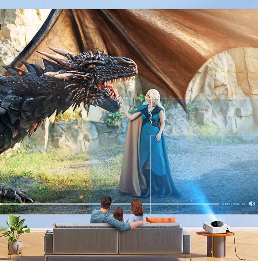 PROJEKTOR MULTIMEDIALNY RZUTNIK ANDROID BLUETOOTH SMART TV GŁOŚNIK WIFI Kolor biały