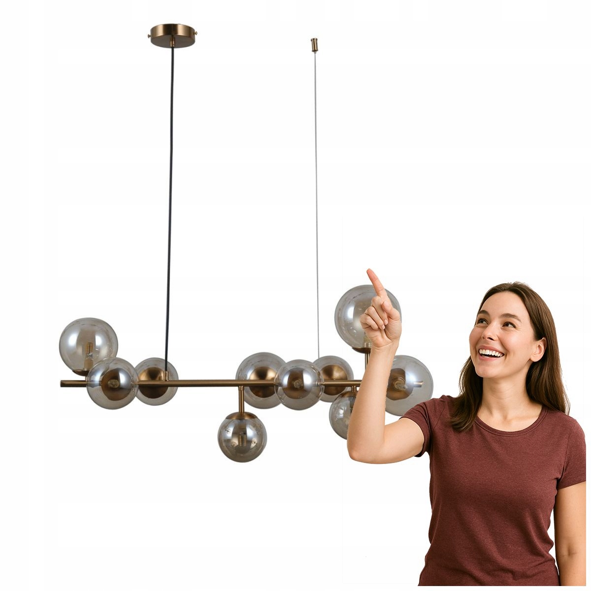 Závesná lampa Frontera medová mosadz 10xG9 Italux