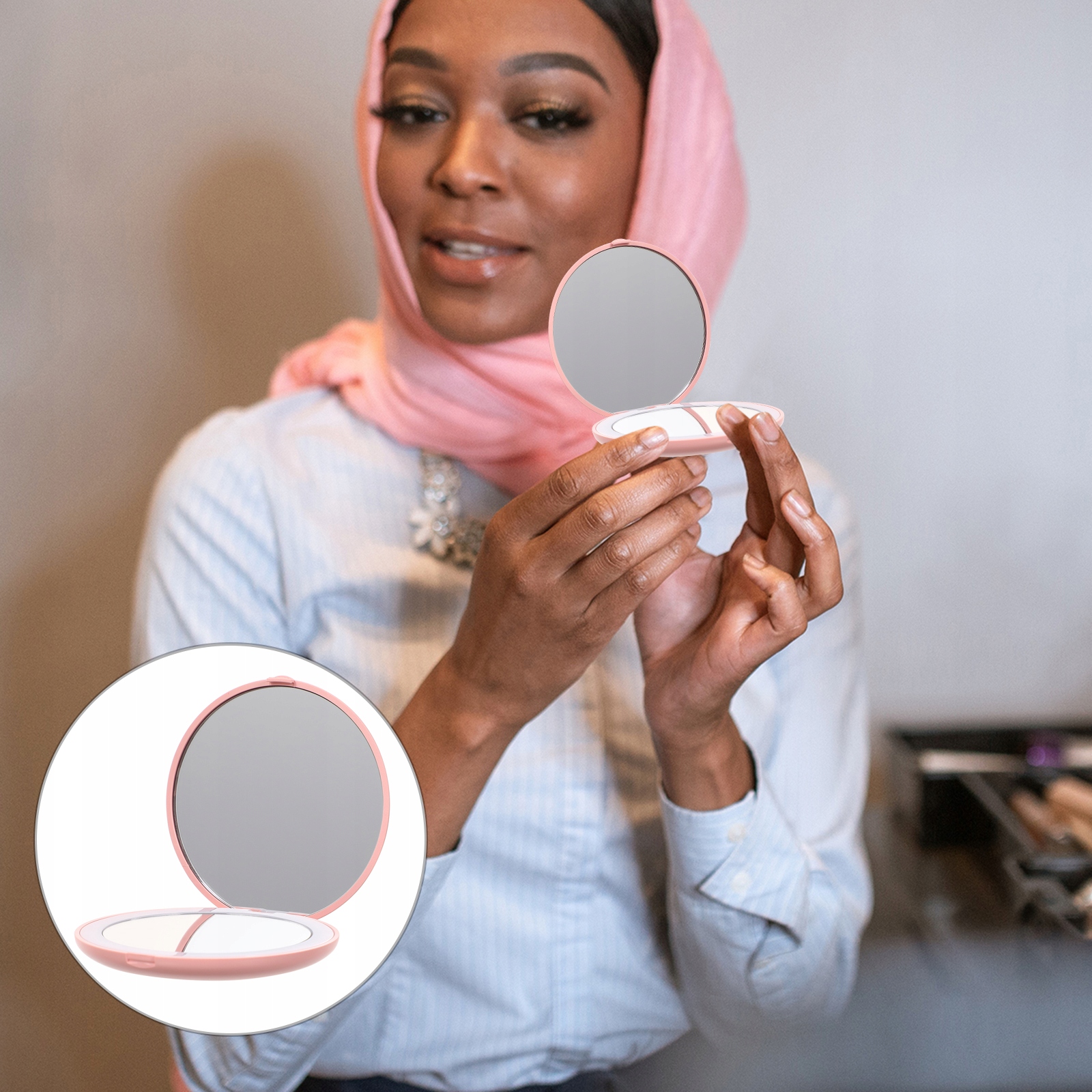 KOMPAKTOWE LUSTRO PODRÓŻNE LED Z LEKKĄ TORBĄ Rodzaj inny