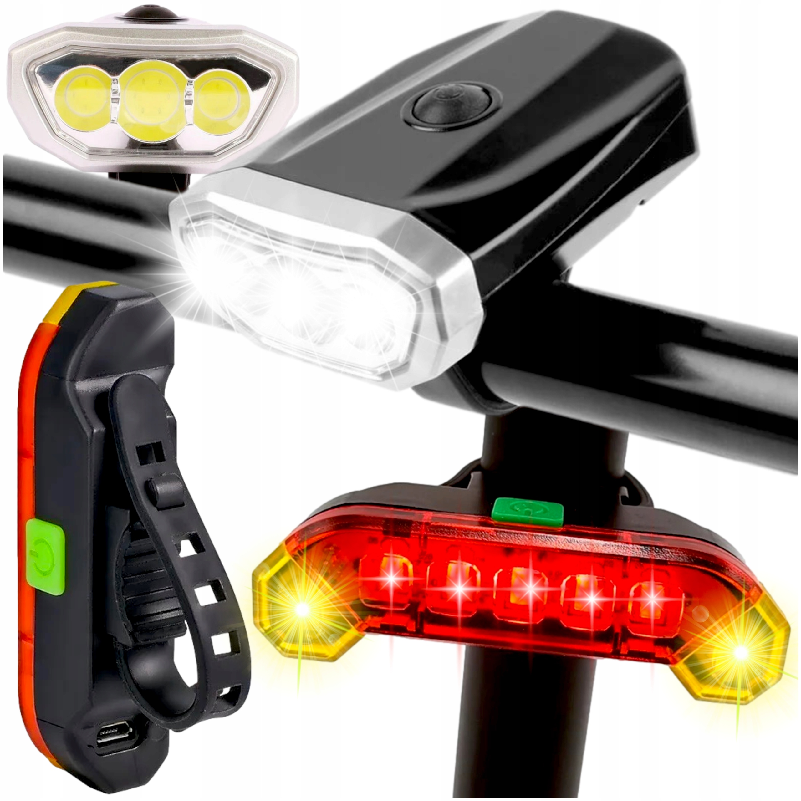 

Lampka Rowerowa Tylna Przednia Led Usb Tył Zestaw