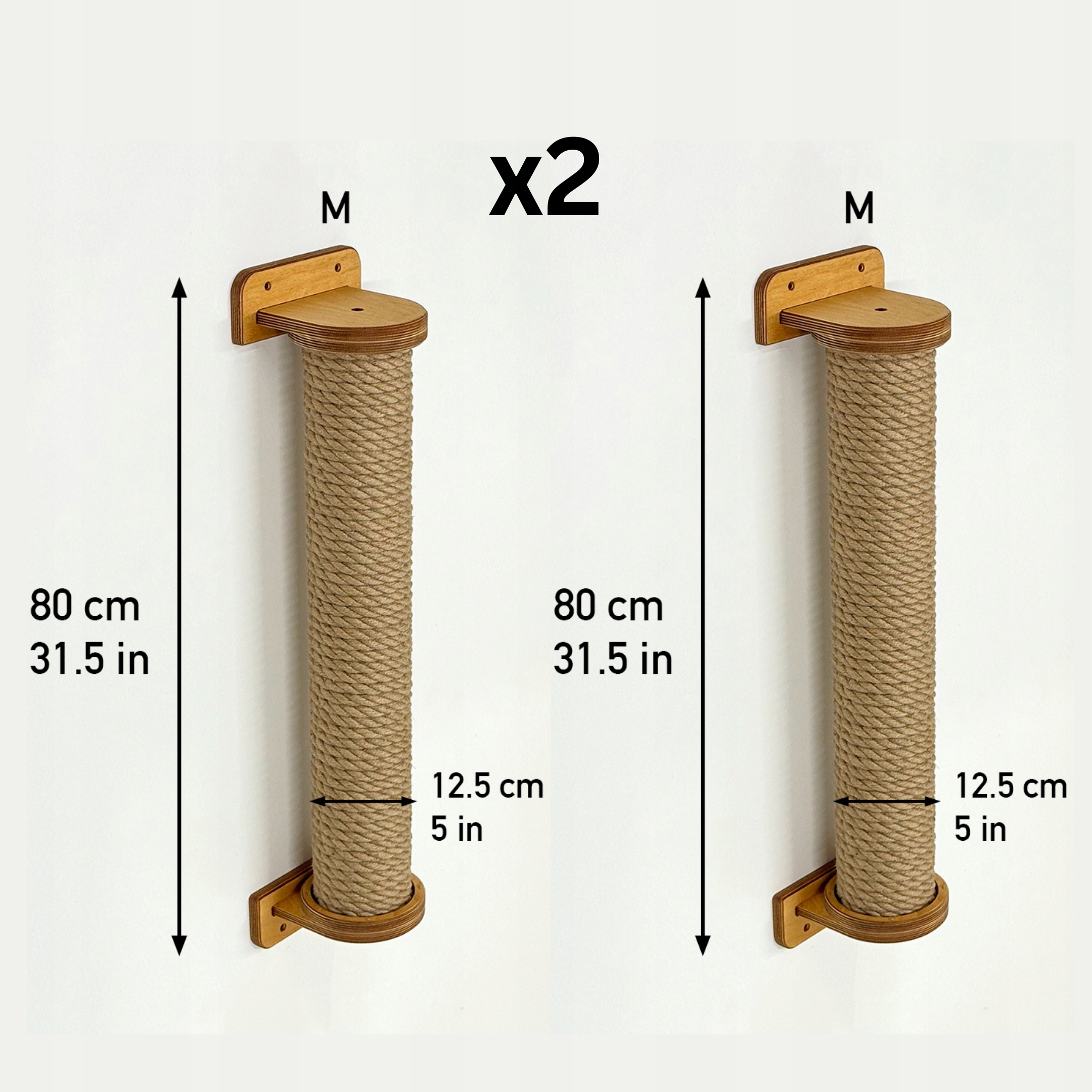 Levně 2 x škrabací sloupek pro kočky, 2 škrabadla na zeď 2 x 80 cm šrouby