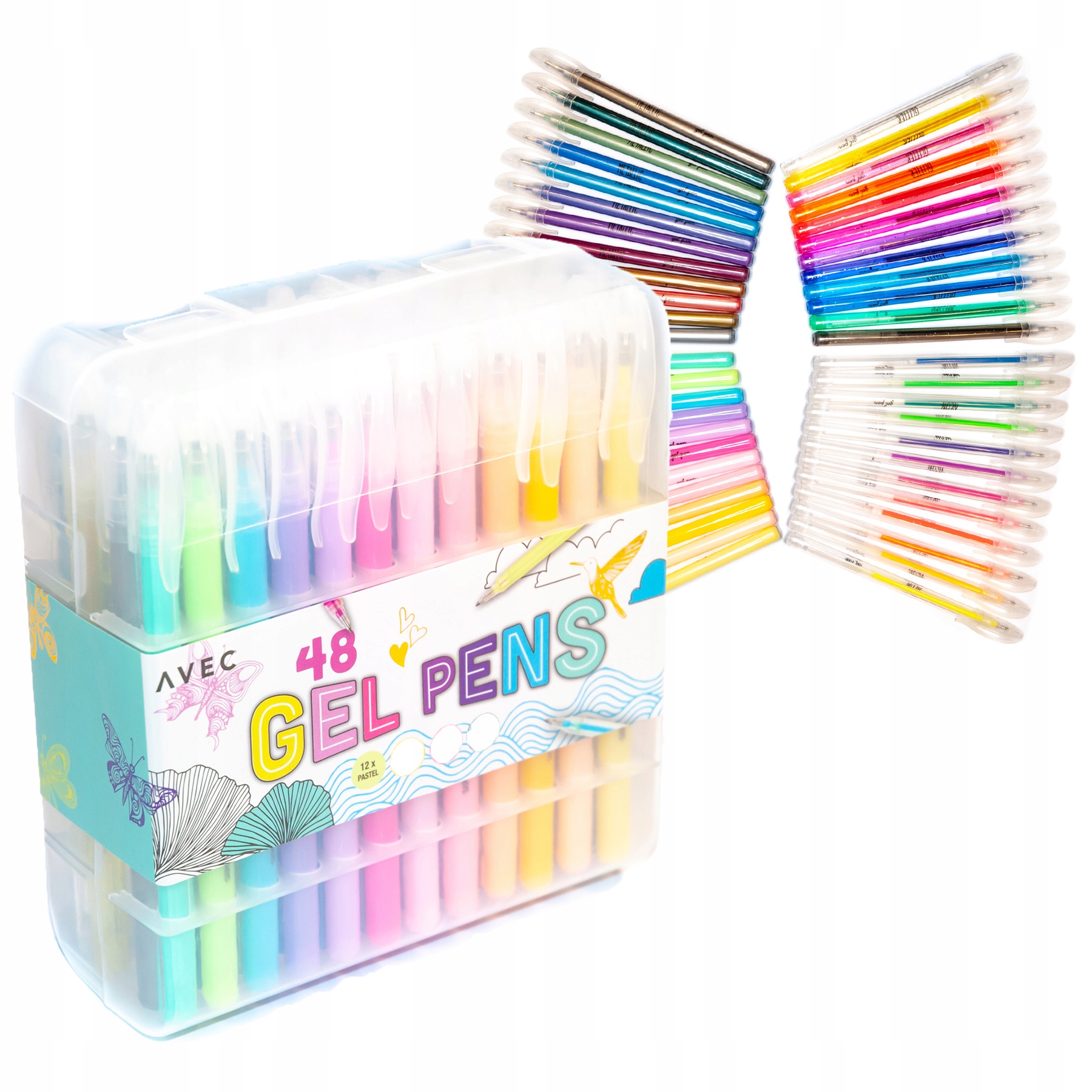 

Długopisy Żelowe Brokatowe Kolorowe Zestaw 48szt