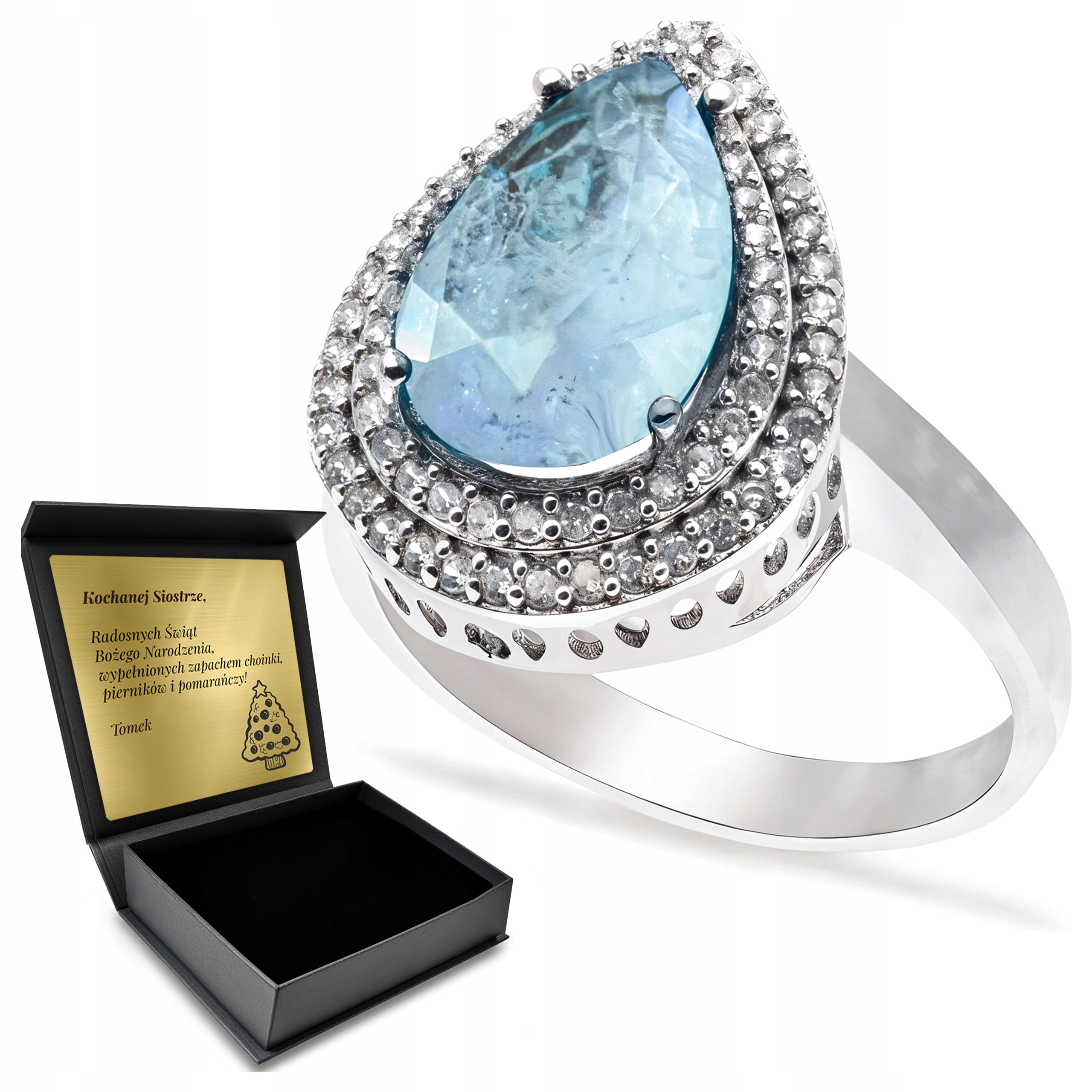 Prstýnek 925 Zirkony A Turmalín Dárek na Valentýna Gravírování