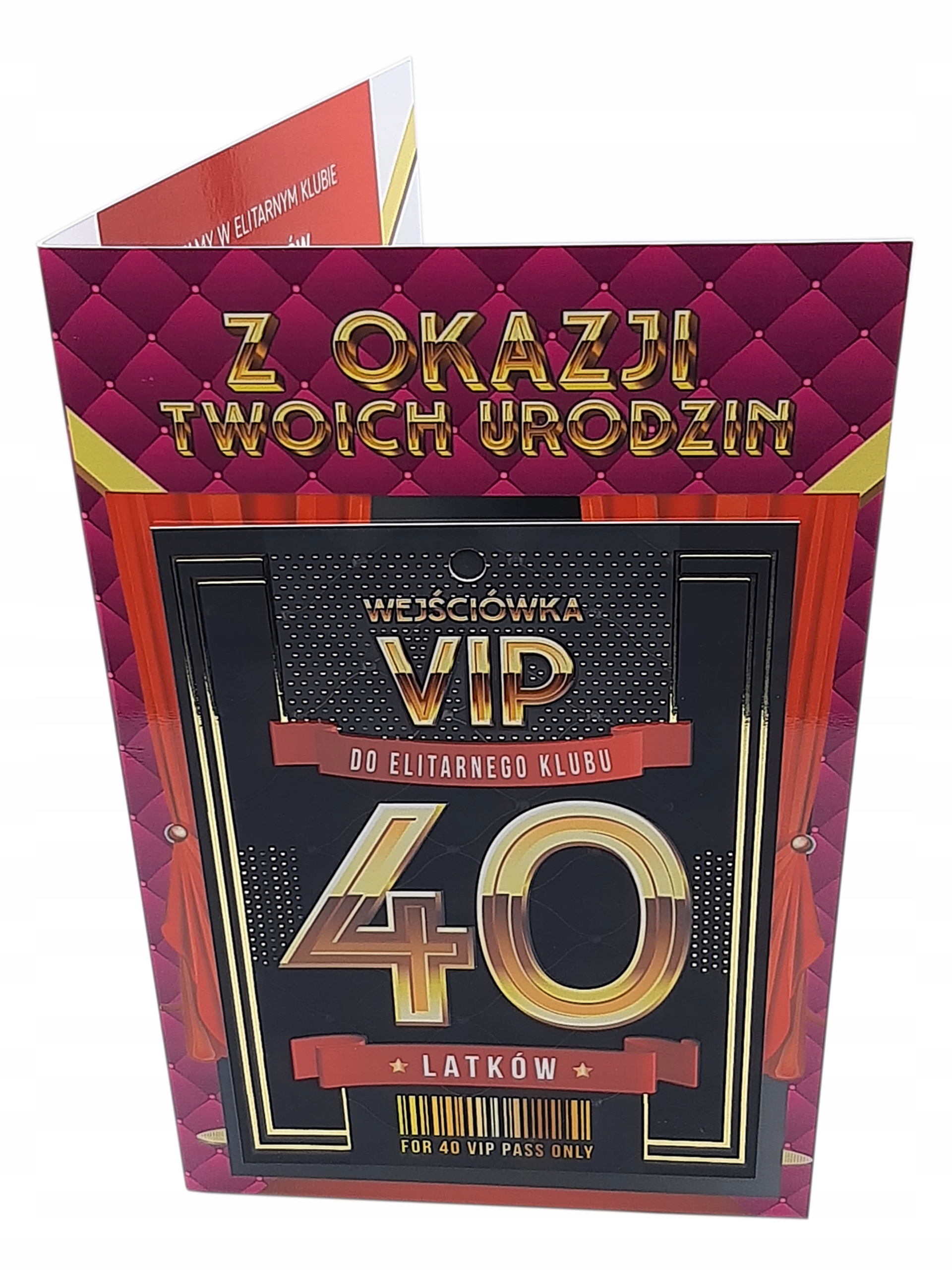 

prezent na 40 urodziny dla kobiety Kartka Vip