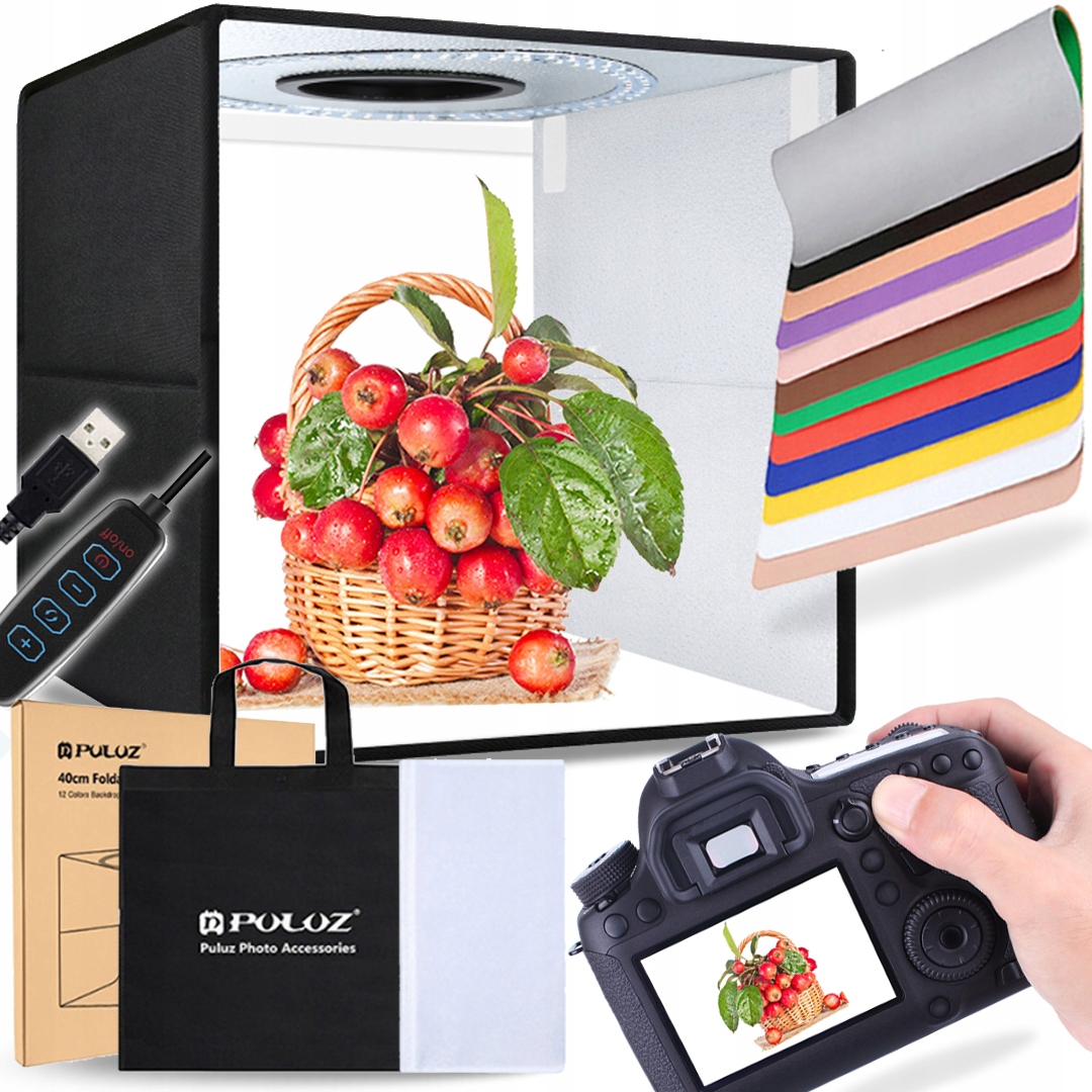 Skládací Stan Bezstínový Stůl 40x40 CM 12 Barev Pozadí Usb Led Panel 24W