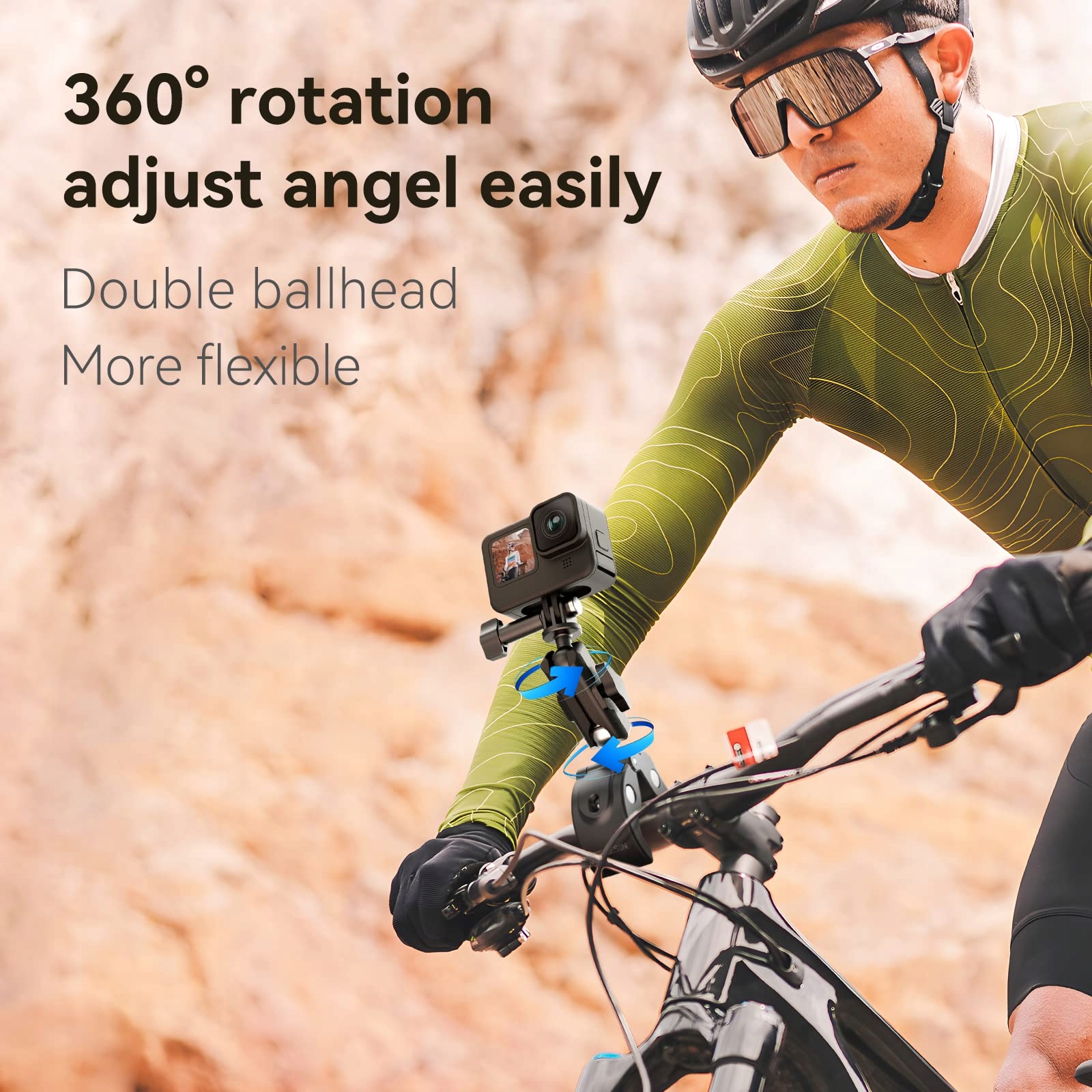 TELESIN Uchwyt Motocyklowy 360° Do Kamer GoPro Insta DJI Canon — miniatura 5
