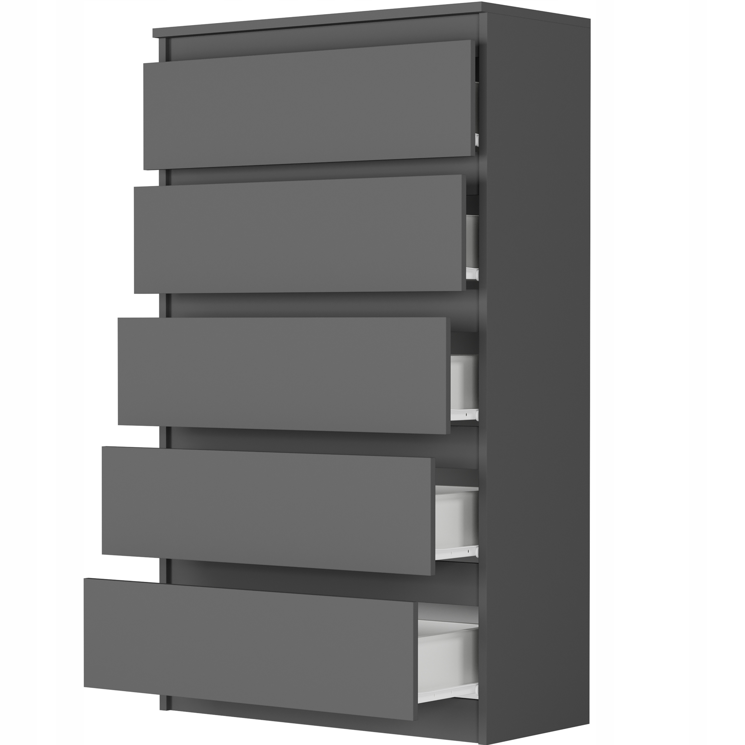 DUŻA KOMODA 5 SZUFLAD SZAFKA POLSKIE MEBLE R-5 ANTRACYT