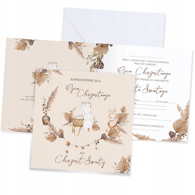 ZAPROSZENIE na Chrzest dla Chrzestnego BOHO