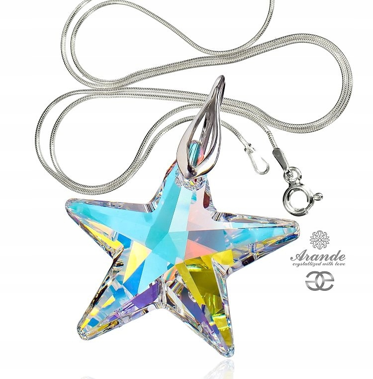 Krystaly Krásný náhrdelník Aurora Star Stříbro