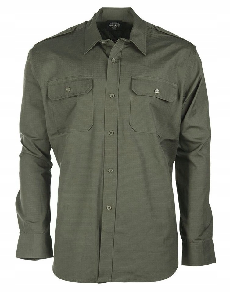Koszula wojskowa myśliwska z pagonami oliwkowa Rip-stop, Mil-Tec M
