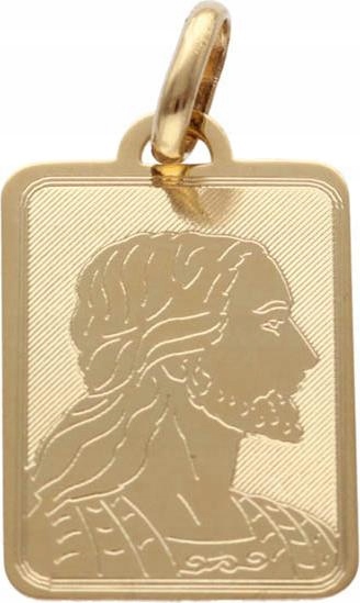 Zlatý medailonek 585 Obdélníkový Ježíš Chtrystus na křtiny sv. přívěsek 14k