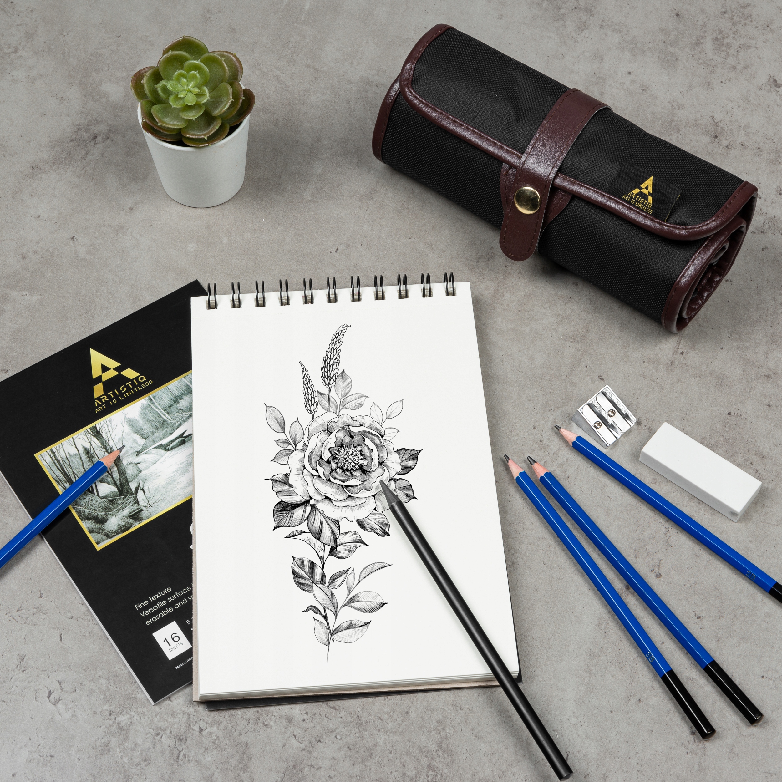 PROFESJONALNY ZESTAW DO SZKICOWANIA RYSOWANIA OŁÓWKI WISZER PIÓRNIK 25w1 Marka Inna