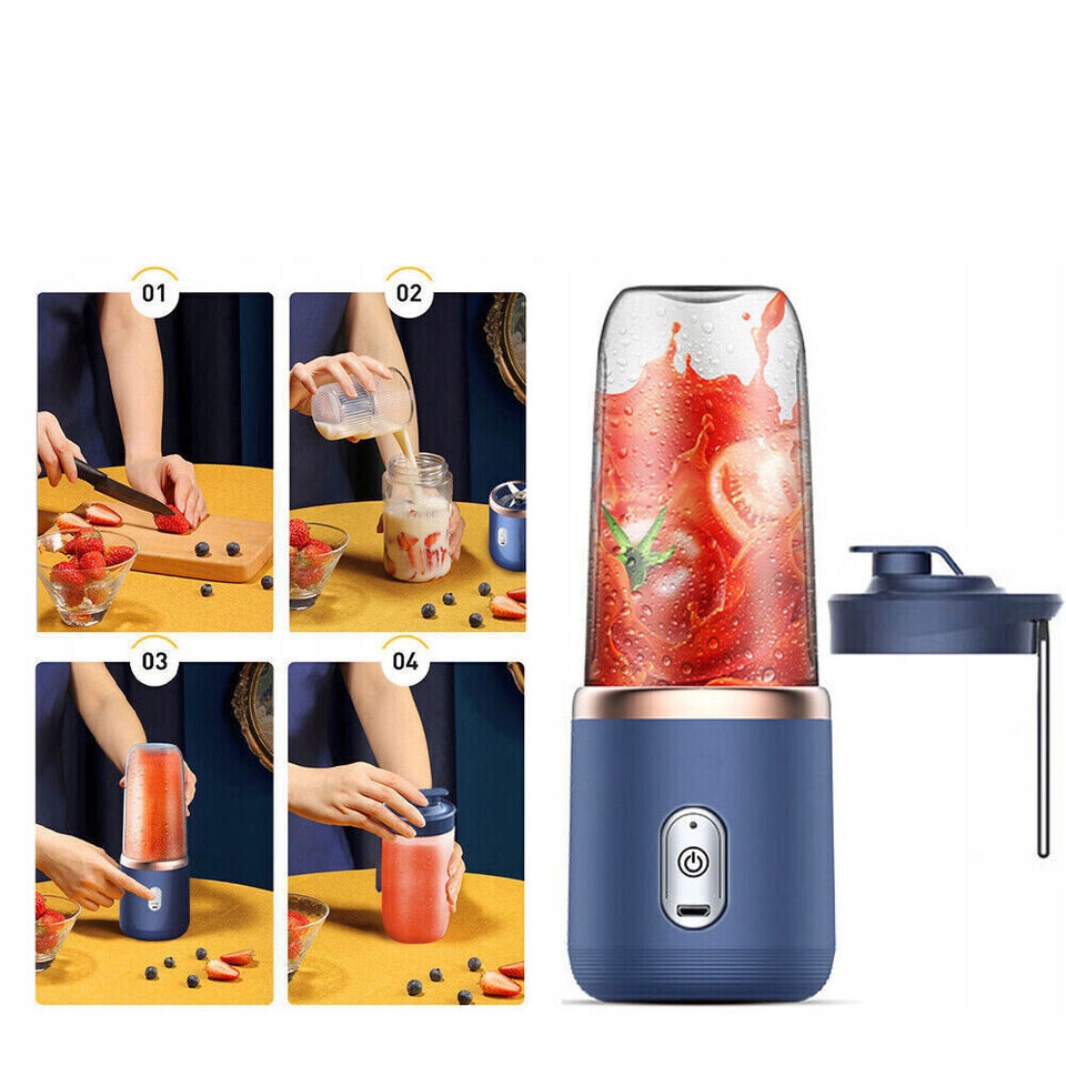 MINI PRZENOŚNY BLENDER BEZPRZEWODOWY USB 2 BUTELKI Szerokość produktu 8 cm