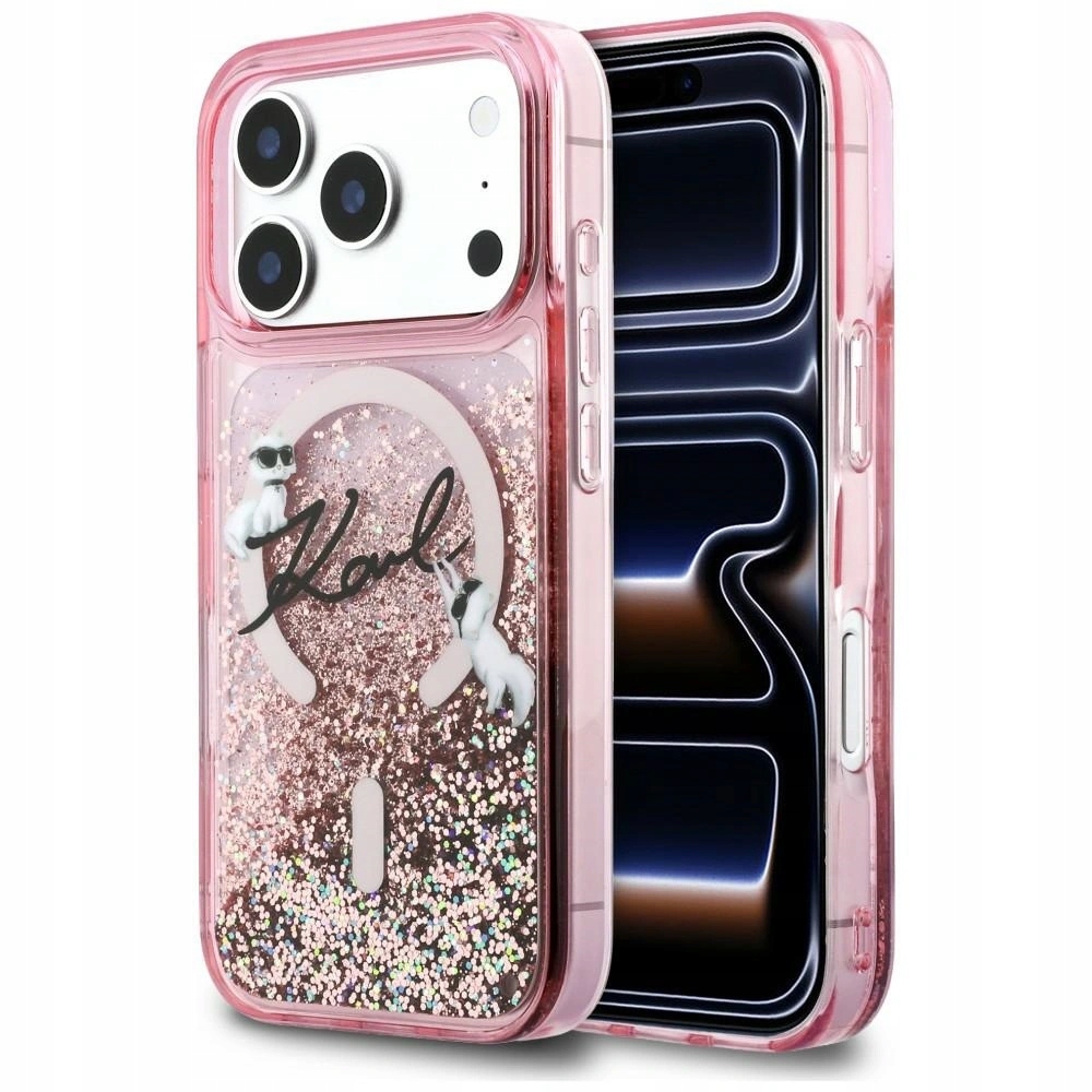Pouzdro Karl Lagerfeld Liquid Glitter Karl Script Logo MagSafe pro iPhone 17 Pr