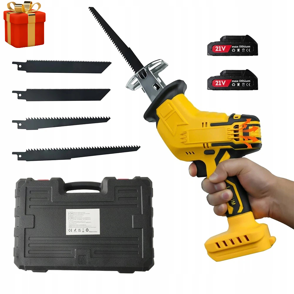 Elektrická Pila 21V Se 4 Čepelemi A Evropskou Nabíječkou Pro Dřevo A Kov