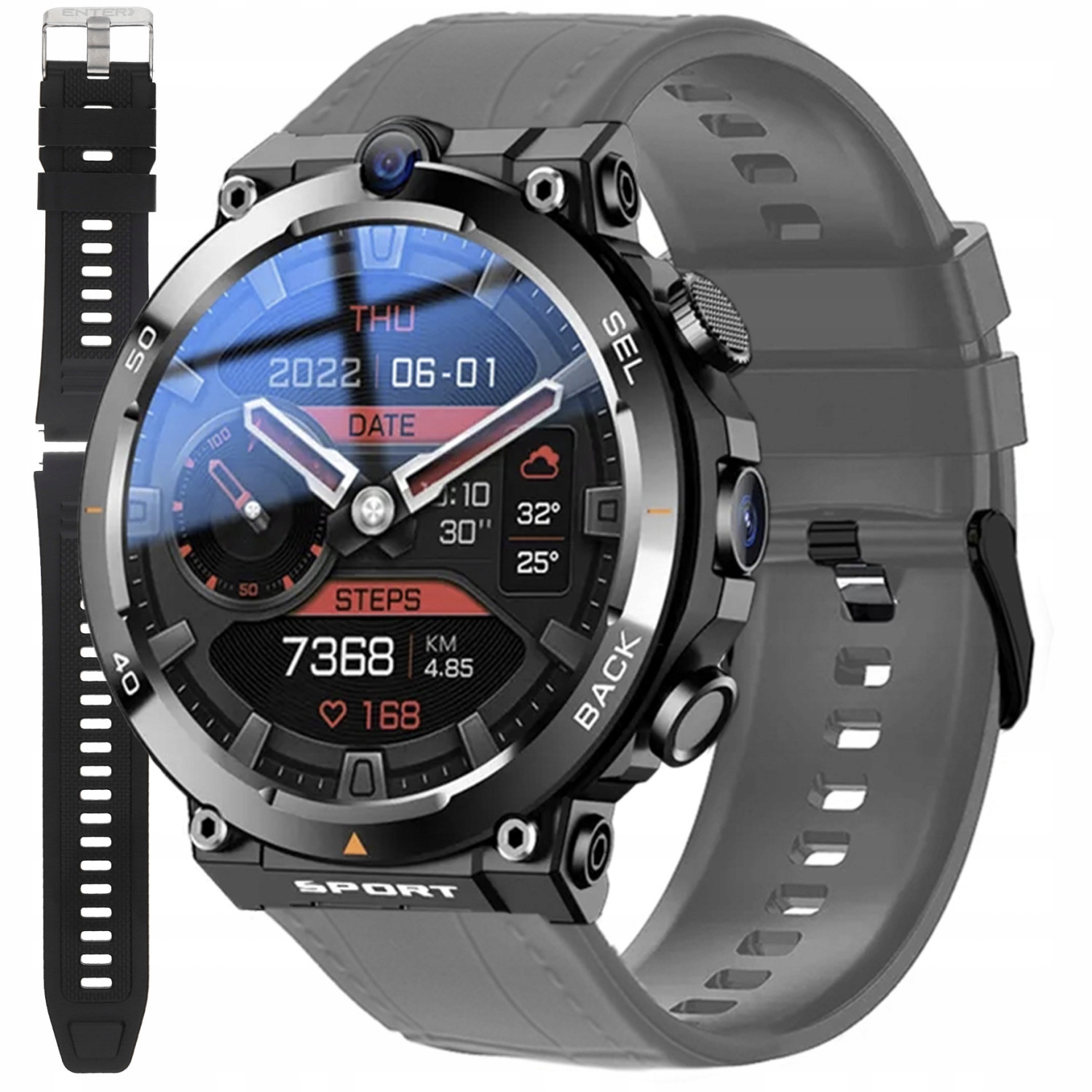 Chytré Hodinky Enter AiWatch Google Play polské menu šedý pásek