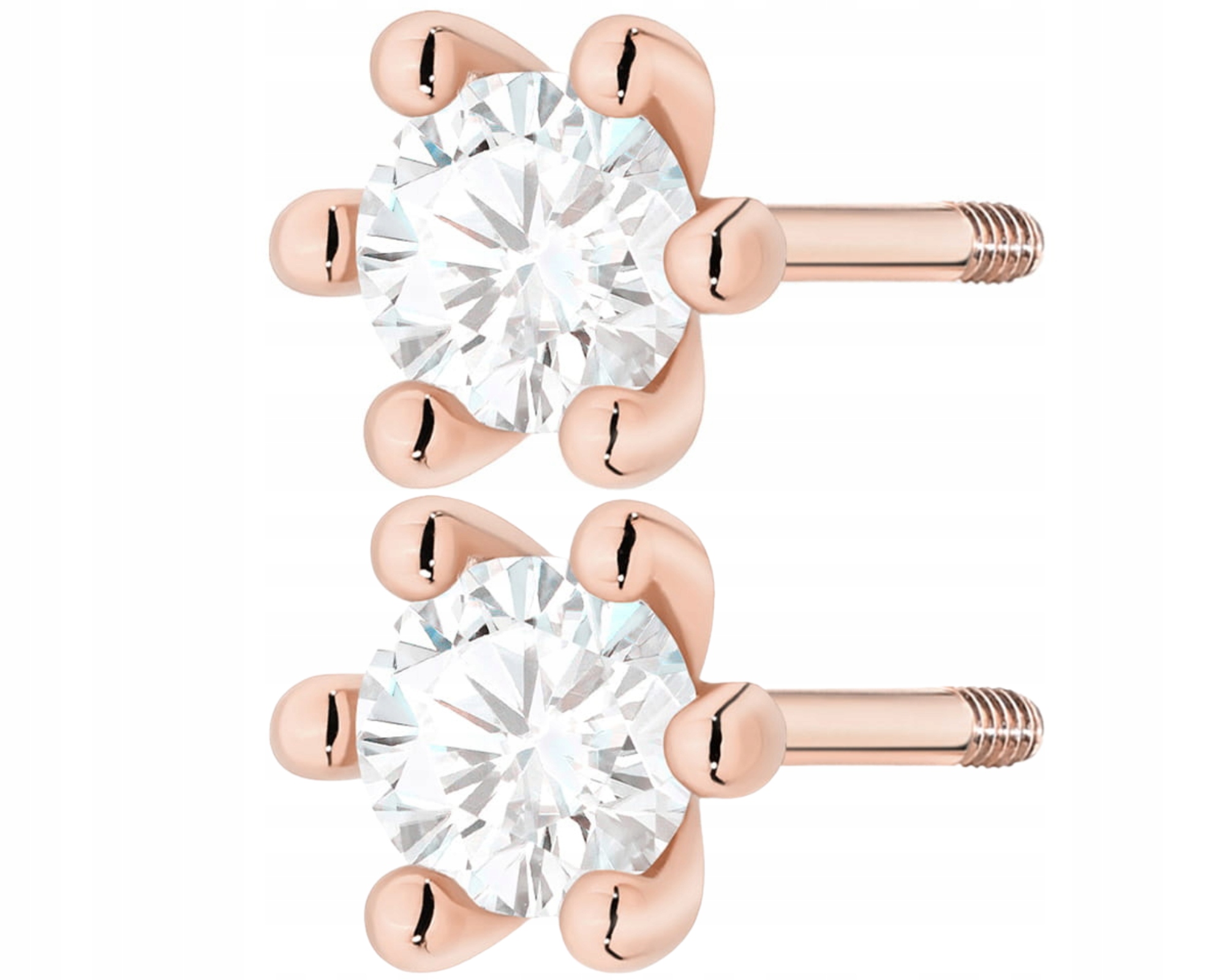 Zlaté Náušnice s laboratorním diamantem 585 Klasické v šesti tlapkách