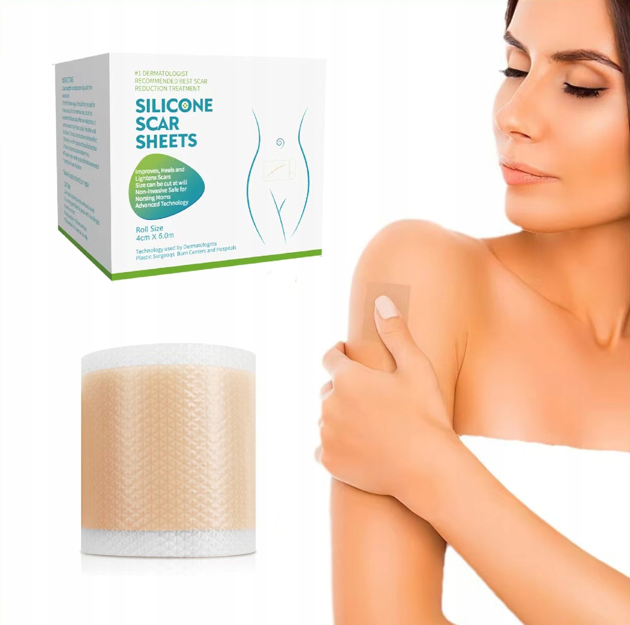 Silikonová páska na jizvy Lékařská silikonová 500 cm x 4 cm