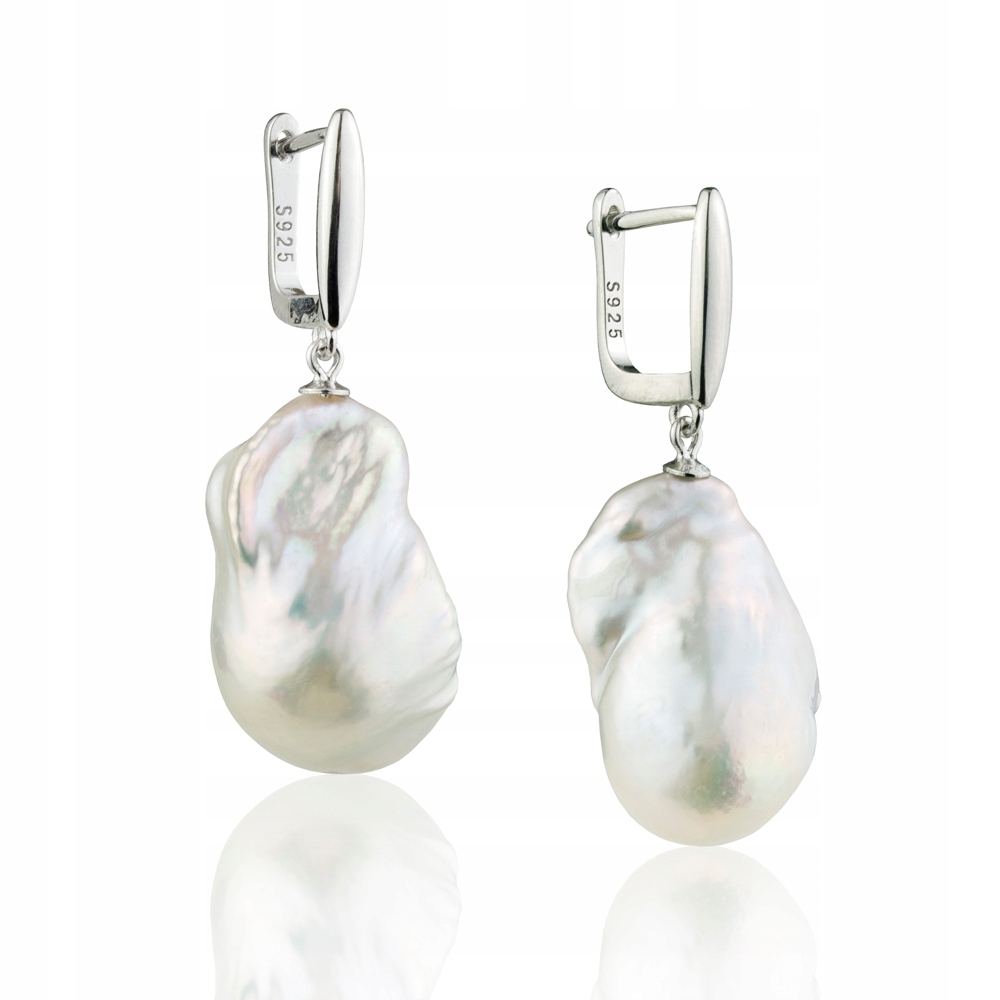 Noblesní Stříbrné Náušnice S Velkou Perlou Typu Baroko