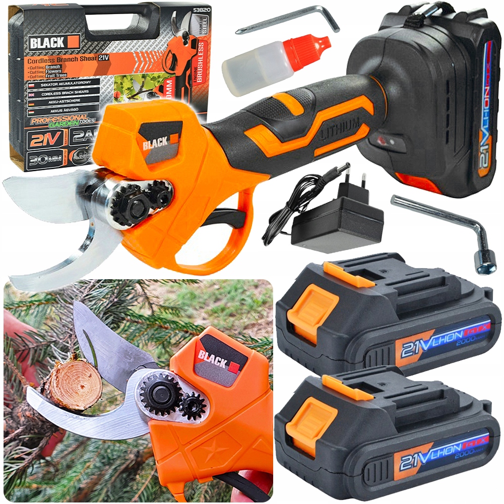 Sekator Akumulatorowy Do Krzewów Gałęzi 30mm 21V 2 X Aku 2Ah Walizka