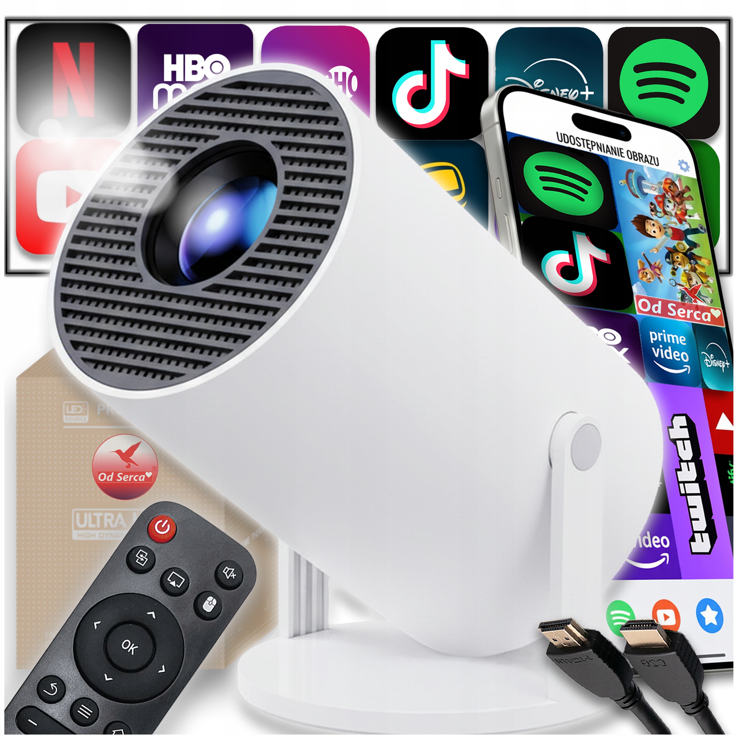 Projektor Pro Filmy Android Tv Wifi Malý Přenosný Bluetooth Dálkové Ovládání