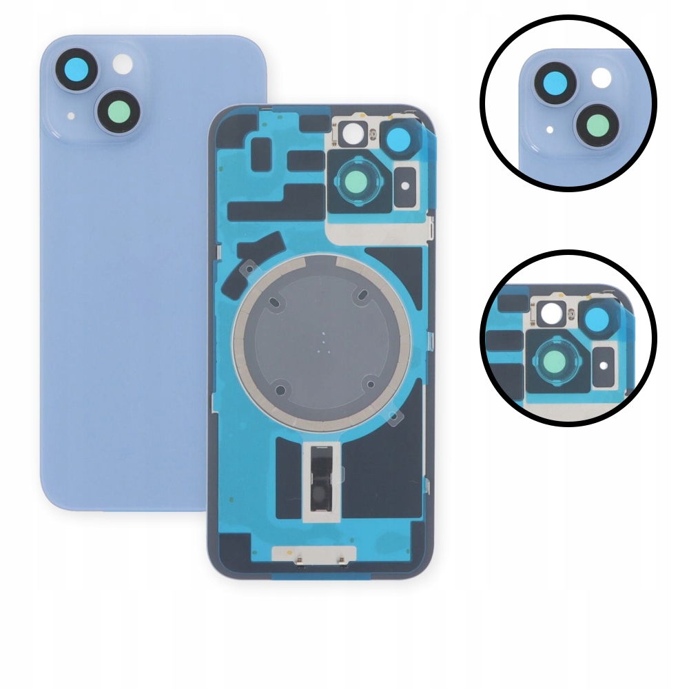 Tylna szyba klapka baterii panel tylny ramka do iPhone 14 Plus, niebieska